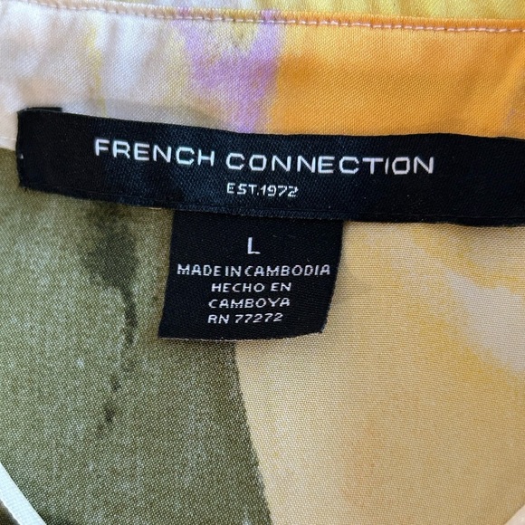 French Connection Long Shirt Dress Multicolor Abstract Print Size L New With Tag - Picture 6 of 10
